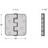 Kogellagerscharnier 89x89x2,5mm afgerond r10mm rvs / zwart