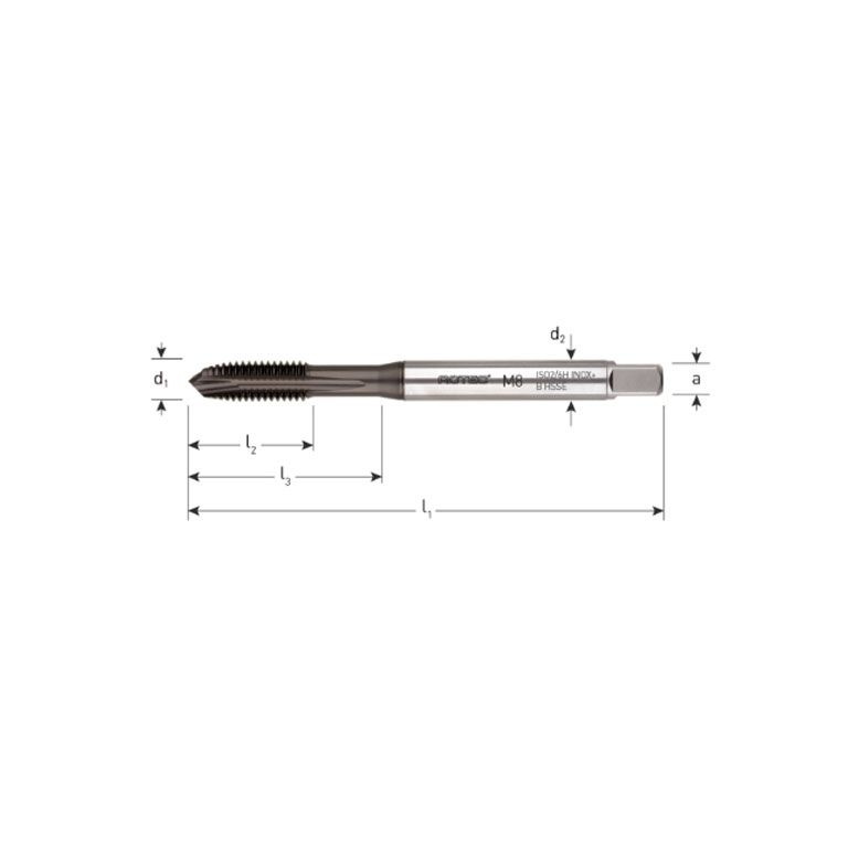 HSS-E Machinetap 'INOX+', Doorlopend, DIN 371