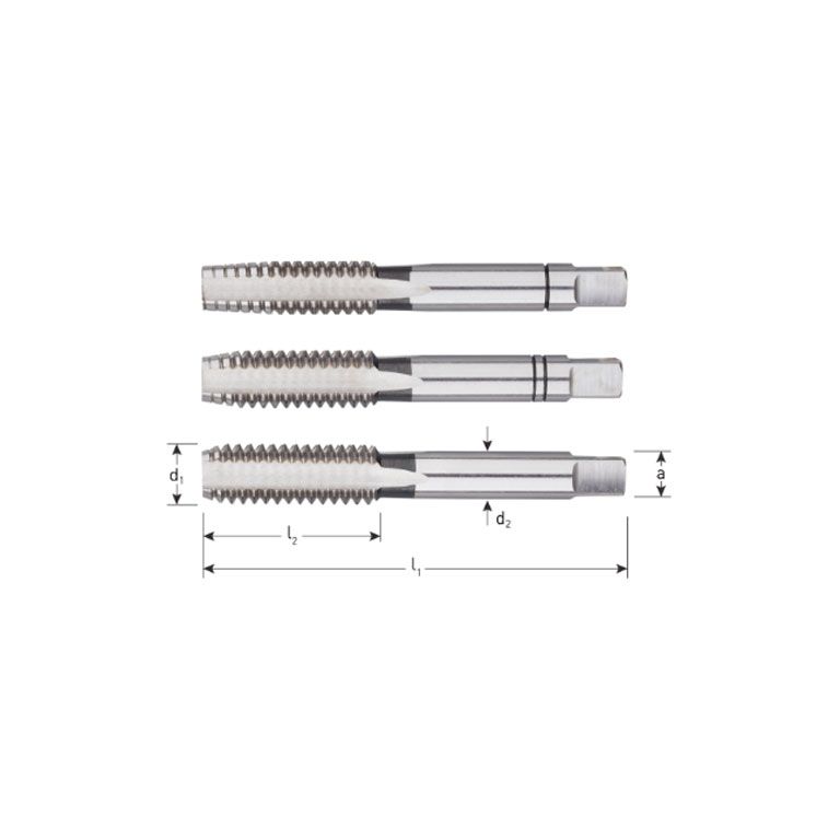 Rotec HSS Handtappenset, 3 Delig, DIN352, BSW 3/32-48