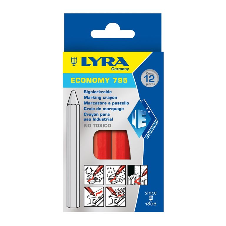 Lyra markeerkrijt rood verpakt in doos van 12 stuks