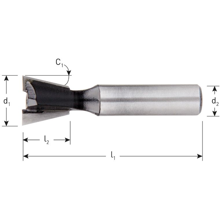 Rotec HM Zwaluwstaartfrees 15°, Silver-Line, D2=8 / Ø12,7