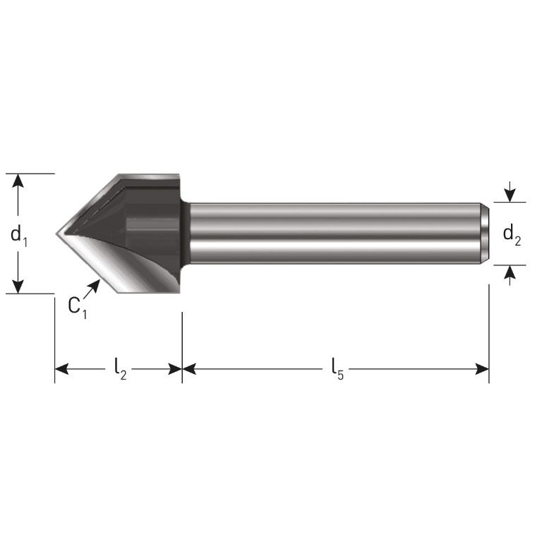 Rotec HM V-Groeffrees 60°, Gold-Line, Ø19,05 D2=12