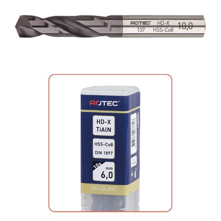 Rotec HSS-E Plaatwerkboor, DIN1897,Type HD-X, Tialn, Ø4,7