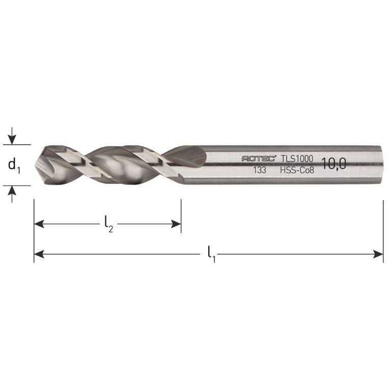 Rotec HSS-E Plaatwerkboor, DIN1897,Type TLS1000, Ø9,9