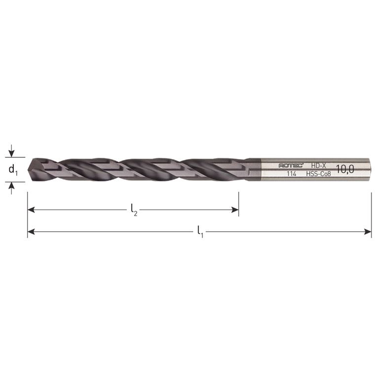 Rotec HSS-E Spiraalboor, DIN338, Type HD-X, TiAIN, Ø3,2