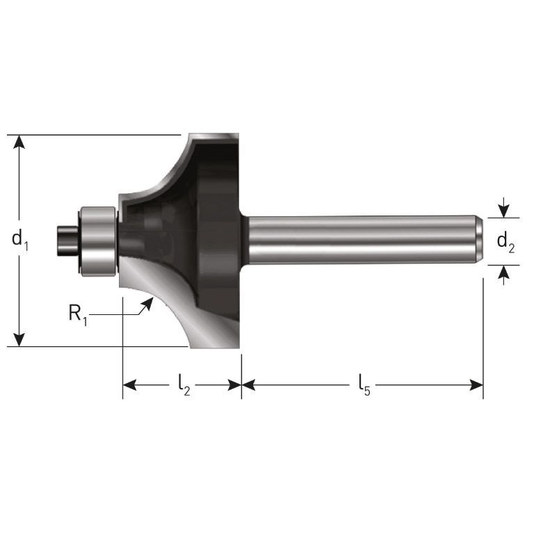 Rotec HM Kwartrondprofielfrees, Gold-Line, Ø24,7 R=6 D2=12
