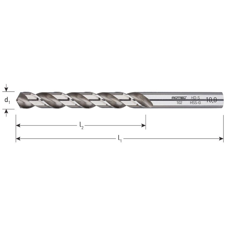 Rotec HSS-G Spiraalboor, Din 338, Type HD-S, Ø1,4 10 stuks