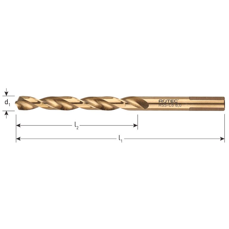 Rotec HSS-E Spiraalboor, DIN 338, Top-X, Type N, Ø9,5 5 stuks