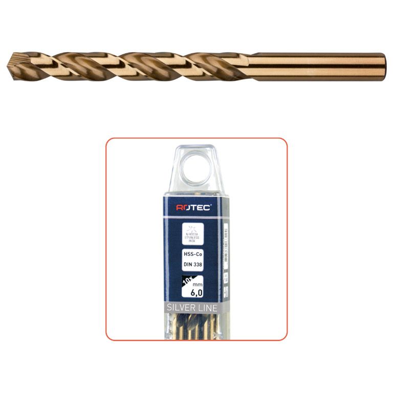 Rotec HSS-E Spiraalboor, DIN 338, Type N, Inch, Ø1/4''