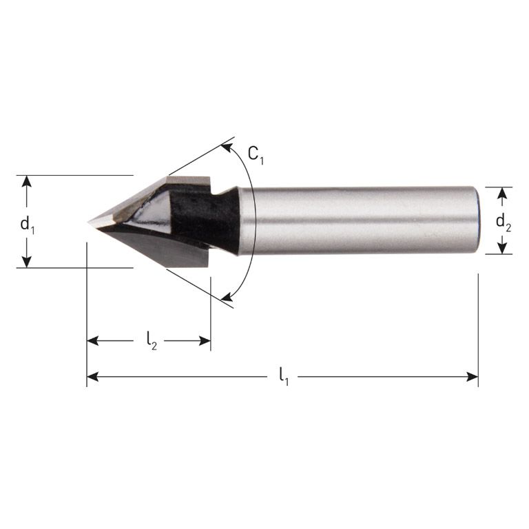 Rotec HM V-Groeffrees 60°, Silver-Line, D2=8 / Ø11