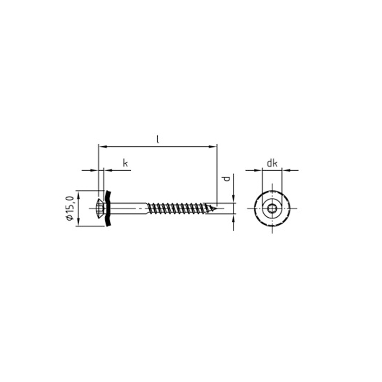 Tekening Spenglerschroef 4,5 x 45 mm