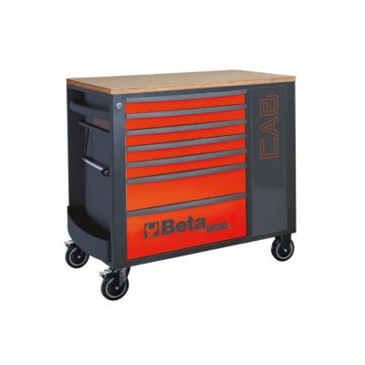 Beta Gereedschapswagen met 7 laden werkbank en kast RSC24L-CAB Rood