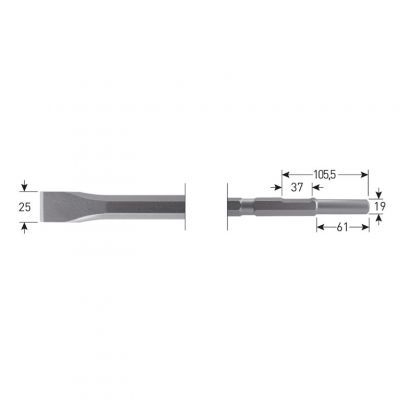 Rotec 6-Kant 21/19X61 Platte Beitel,25X460