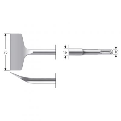 Rotec Sds+ Spadebeitel Thunder Gebogen 75X165Mm