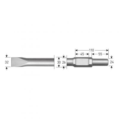 Rotec 6-Kant 30/24X55 Platte Beitel,32X400