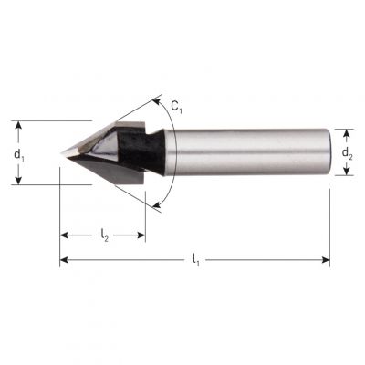 Rotec HM V-Groeffrees 60°, Silver-Line, D2=8 / Ø11