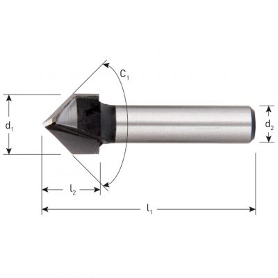 Rotec HM V-Groeffrees 90°, Silver-Line, D2=8 / Ø12,7